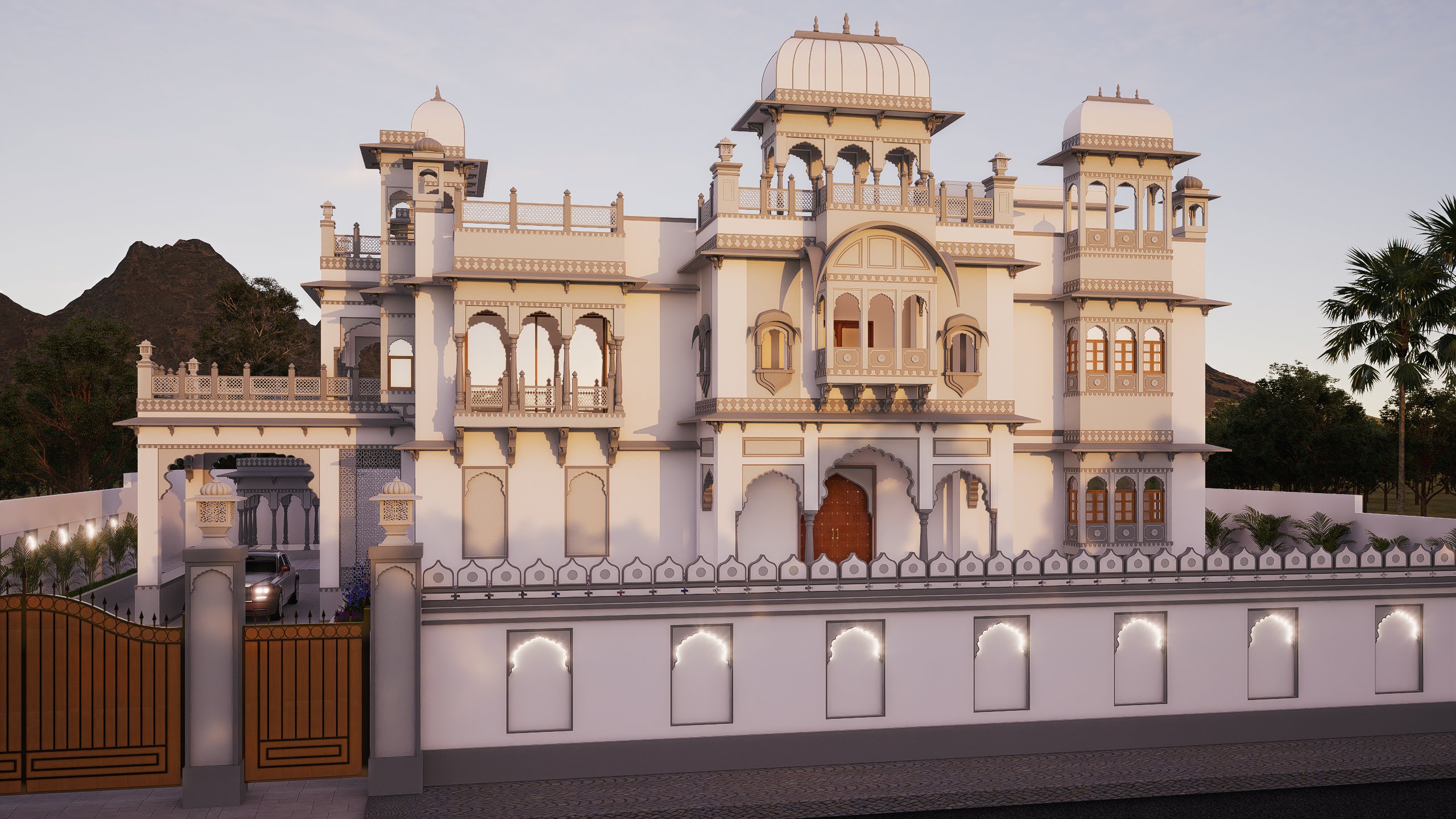 Rajasthani heritage house design set in the Aravalli hills