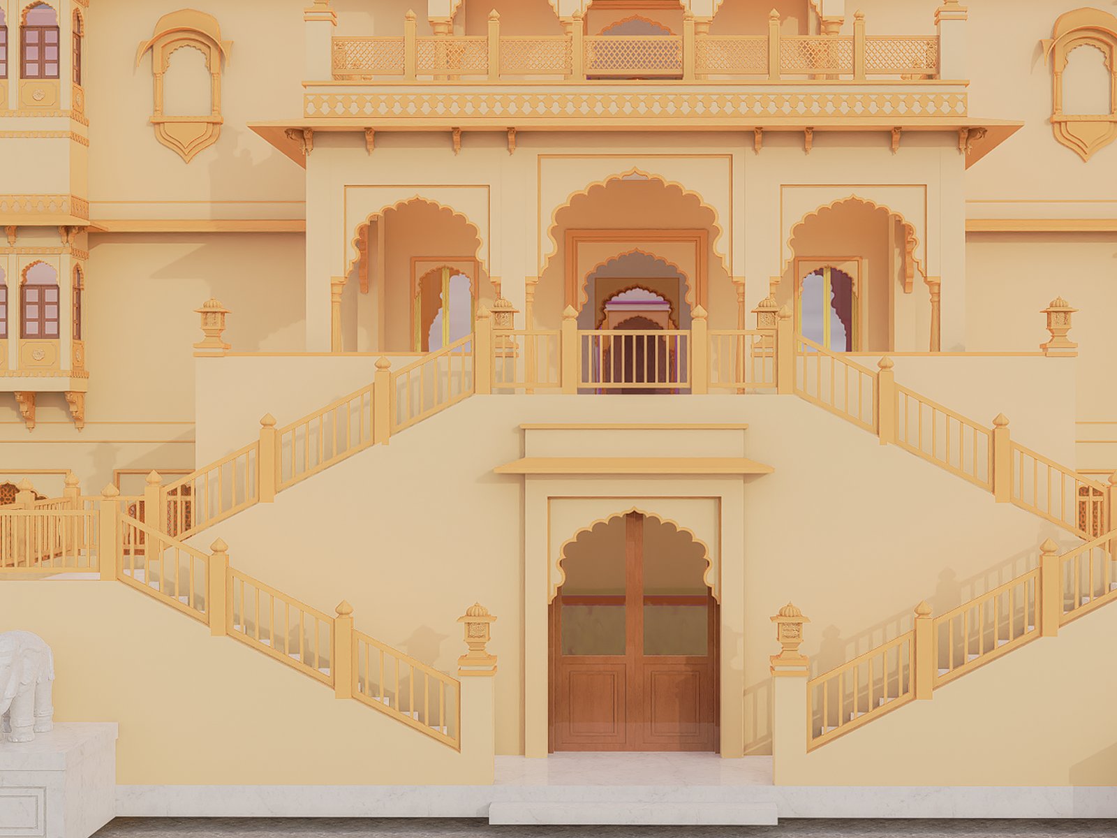 Hand-carved sandstone detail in a Rajasthani interior